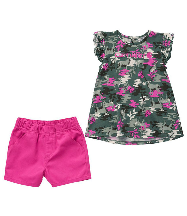 Carhartt Girl's Toddler Short-Sleeve Print Shirt & Shorts Set CG9789