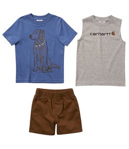 Carhartt Boy's Toddler Short-Sleeve T-Shirt, Sleeveless T-Shirt & Canvas Shorts Set CG8802