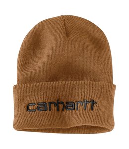 Carhartt Men's Knit Outdoor Patch Beanie, Night Blue/Alpine Blue Marl, OFA  at  Men's Clothing store