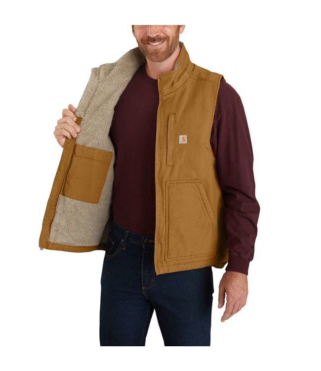 Carhartt Men's Loose Fit Washed Duck Sherpa-Lined Mock Neck Vest 104277
