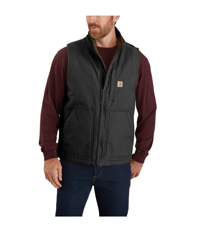 Carhartt Men's Loose Fit Washed Duck Sherpa-Lined Mock Neck Vest 104277
