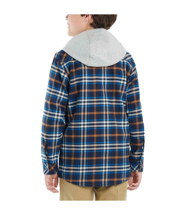 Carhartt Boy's Long-Sleeve Button-Front Hooded Flannel Shirt CE8190