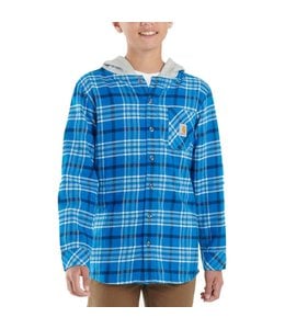 Carhartt Boy's Long-Sleeve Button-Front Hooded Flannel Shirt CE8190