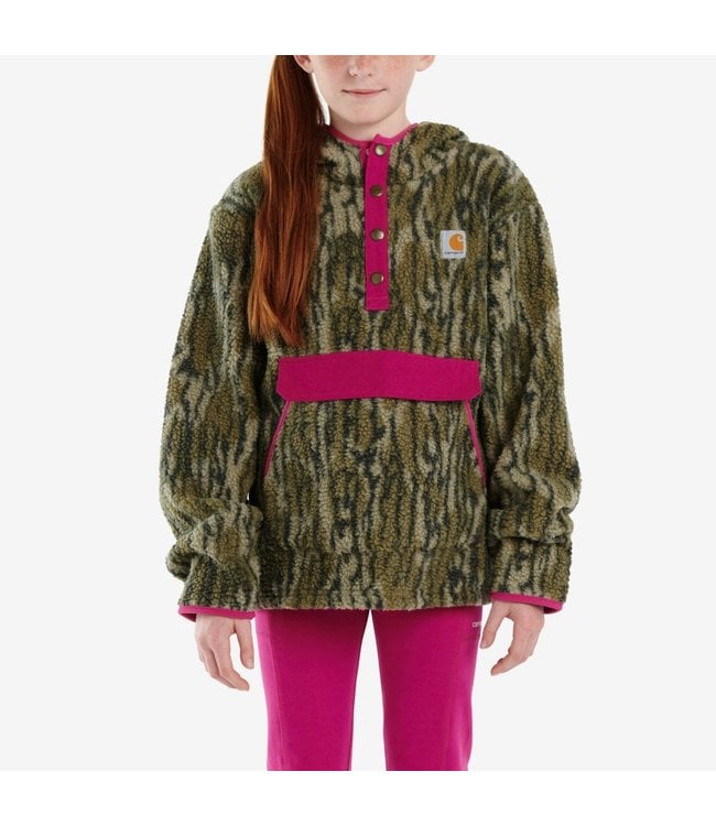 Carhartt Girl's Long-Sleeve Fleece Quarter-Snap Camo Sweatshirt CA9919