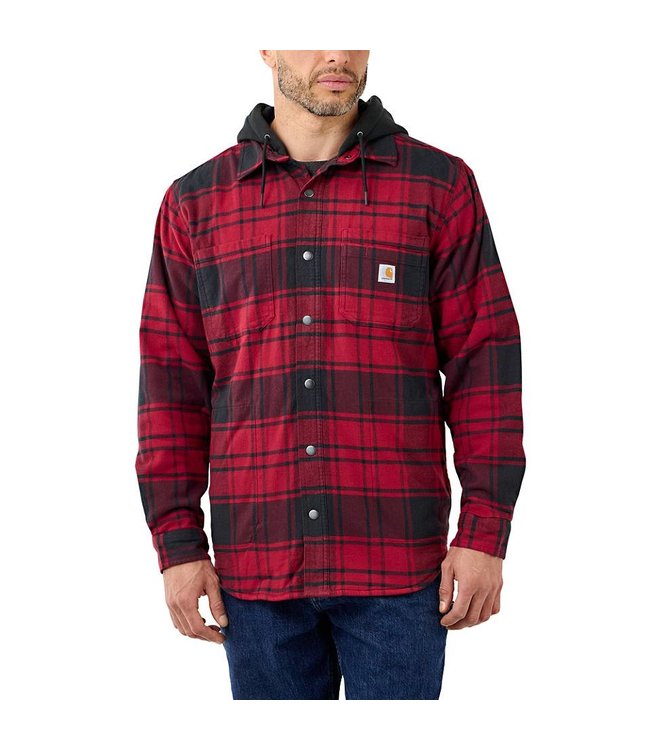 Men's Rugged Flex® Relaxed Fit Flannel Fleece-Lined Hooded Shirt Jacket