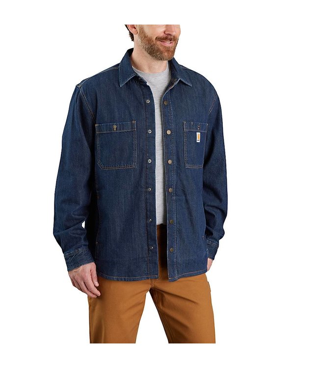 Carhartt Men's Relaxed Fit Denim Fleece Lined Snap-Front Shirt Jac 105605