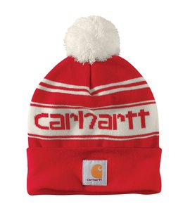 Carhartt Unisex Knit Pom-Pom Cuffed Logo Beanie 105168