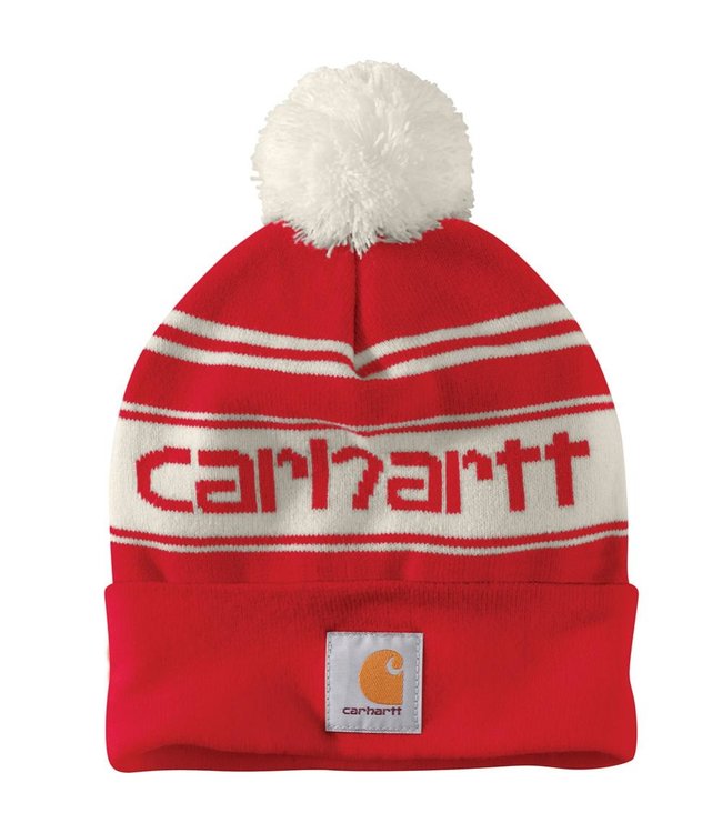 Carhartt Unisex Knit Pom-Pom Cuffed Logo Beanie 105168