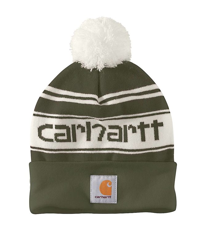 Carhartt Unisex Knit Pom-Pom Cuffed Logo Beanie 105168