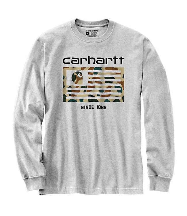 Carhartt Men's Made in USA Relaxed Fit Midweight Long-Sleeve Camo Flag Graphic T-Shirt 105429