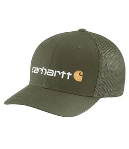 Carhartt Men's Rugged Flex Fitted Canvas Mesh-Back Logo Graphic Cap 105353