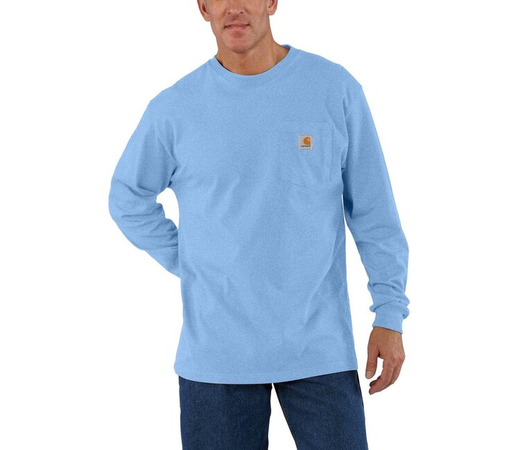 Carhartt Long Sleeve Workwear Pocket T-Shirt, Men's Fire Red Heather