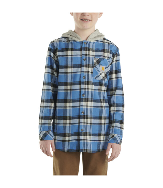 Carhartt Boy's Long-Sleeve Flannel Button-Front Hooded Shirt CE8199