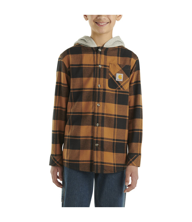 Carhartt Boy's Long-Sleeve Flannel Button-Front Hooded Shirt CE8198