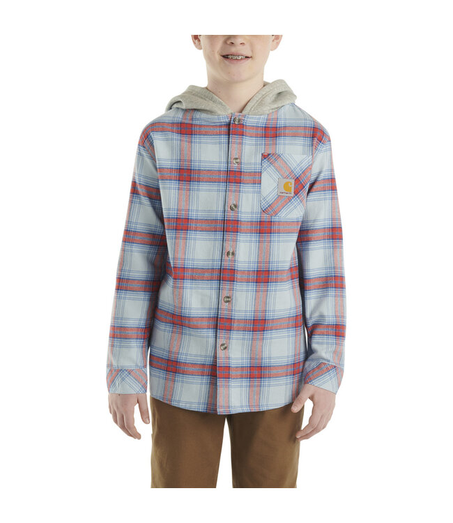 Carhartt Boy's Long-Sleeve Flannel Button-Front Hooded Shirt CE8197