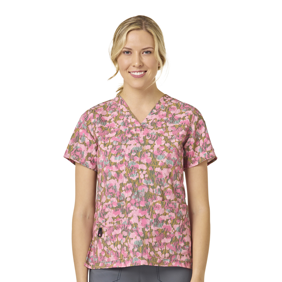 Carhartt Women's Print V-Neck Media Scrub Top - Traditions