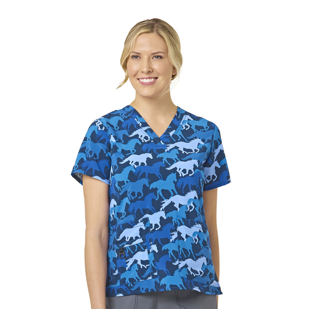 Carhartt Women's Print V-Neck Media Scrub Top - Traditions