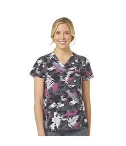 Carhartt Women's Rugged Flex Printed Cross-Flex V-Neck Media Scrub Top C13014