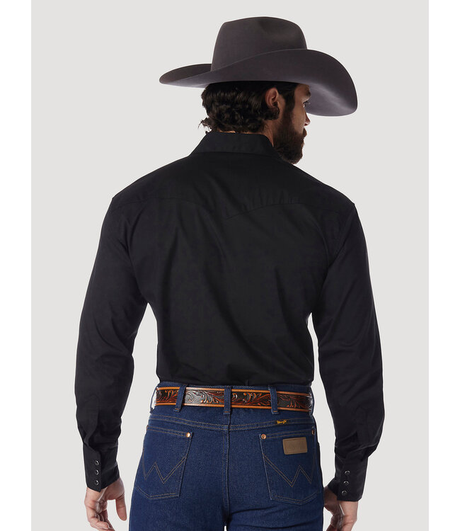 Wrangler Men's Western Snap Shirt- Long Sleeve Solid Broadcloth 71105BK