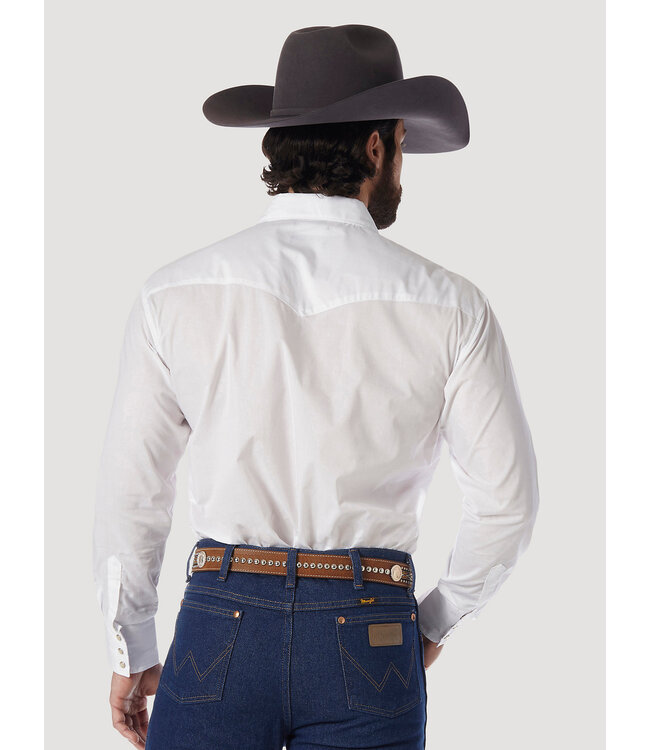 Wrangler Men's Western Snap Shirt- Long Sleeve Solid Broadcloth 71105WH