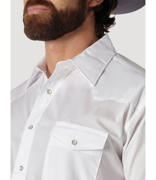 Wrangler Men's Western Snap Shirt- Long Sleeve Solid Broadcloth 71105WH