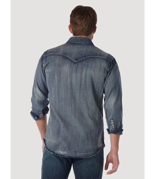 Wrangler Men's Cowboy Cut Long-Sleeve Western Denim Snap Work Shirt MS1039W