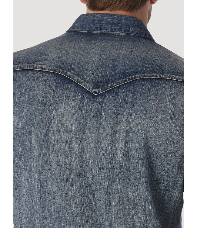 Wrangler Men's Cowboy Cut Long-Sleeve Western Denim Snap Work Shirt MS1039W