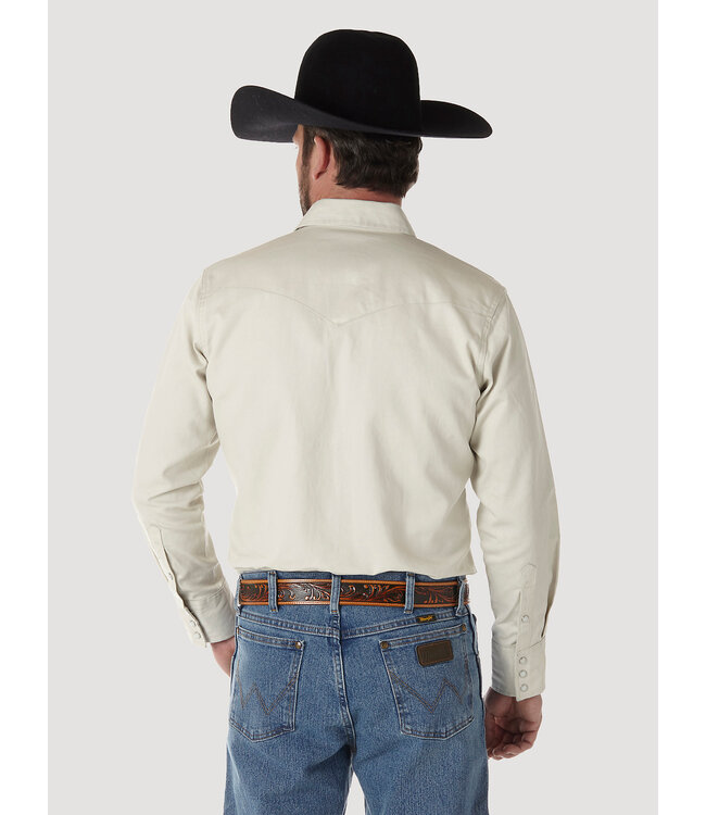 Wrangler Men's Cowboy Cut Firm Finish Long-Sleeve Western Snap Solid Work Shirt MS71319