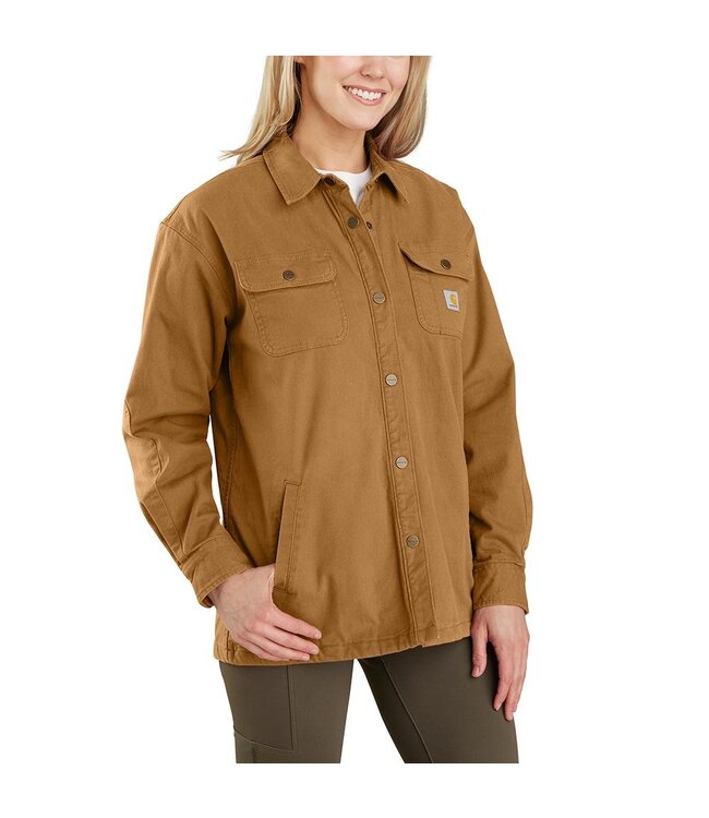 Carhartt Women's Rugged Flex Loose Fit Canvas Fleece-Lined Shirt Jac 106024