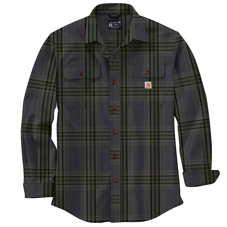 Men's Loose Fit Heavyweight Flannel Long-Sleeve Plaid Shirt 105947