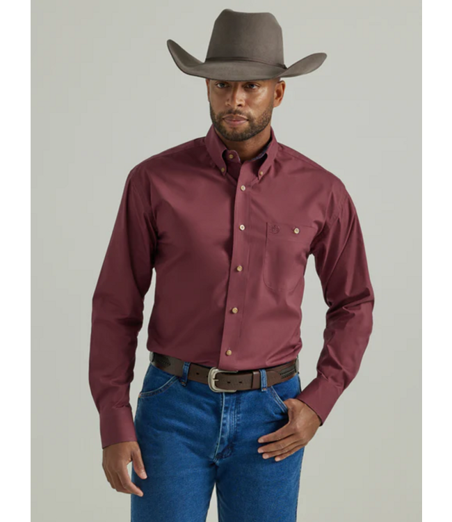 Wrangler Men's George Strait Long-Sleeve One Pocket Button Down Solid Shirt 112331812
