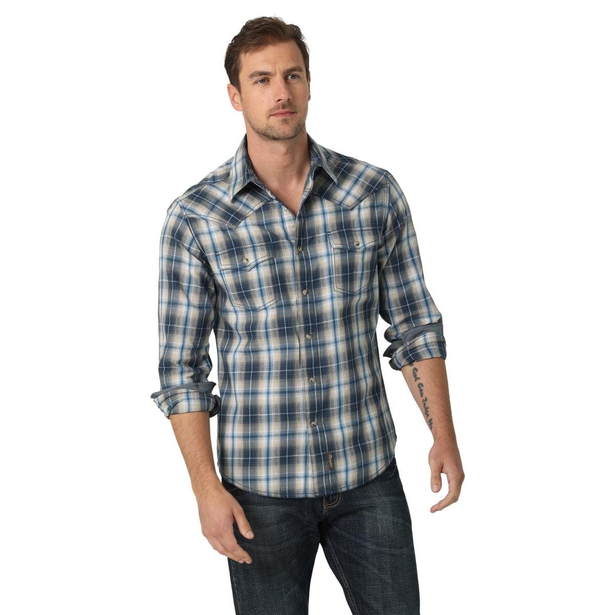 Wrangler Retro Men's Premium Western Snap Print Shirt - Size: S