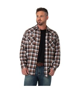 Wrangler Men's Retro Long-Sleeve Flannel Western Snap Plaid Shirt 112330474
