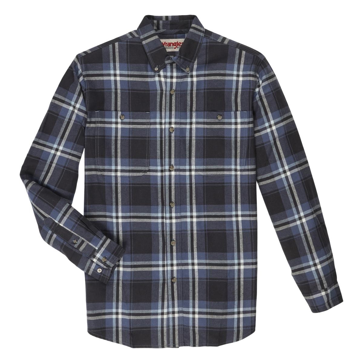 Wrangler Men's Long-Sleeve Flannel Plaid Button-Down Shirt - Traditions ...