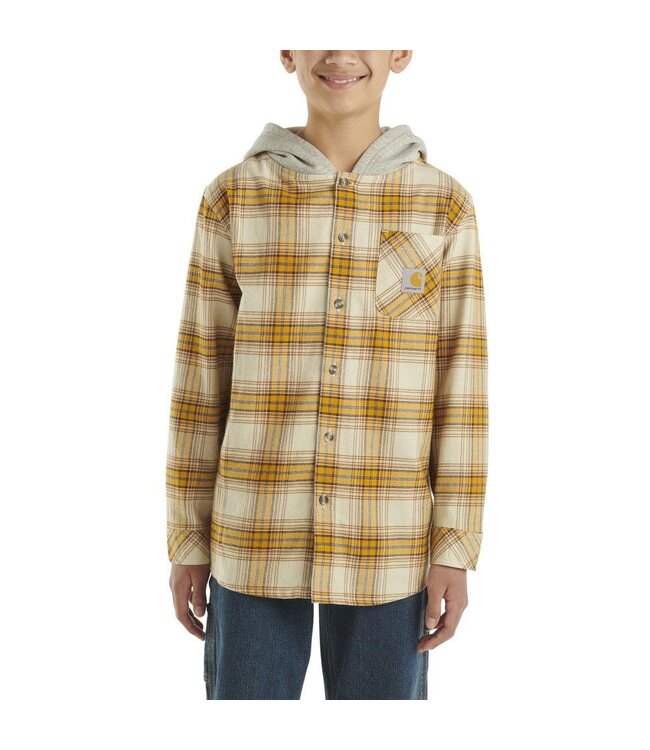 Carhartt Boy's Long-Sleeve Flannel Button-Front Hooded Shirt CE8195