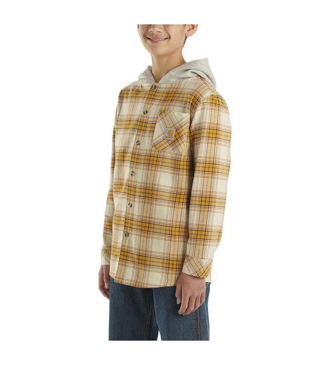 Carhartt Boy's Long-Sleeve Flannel Button-Front Hooded Shirt CE8195