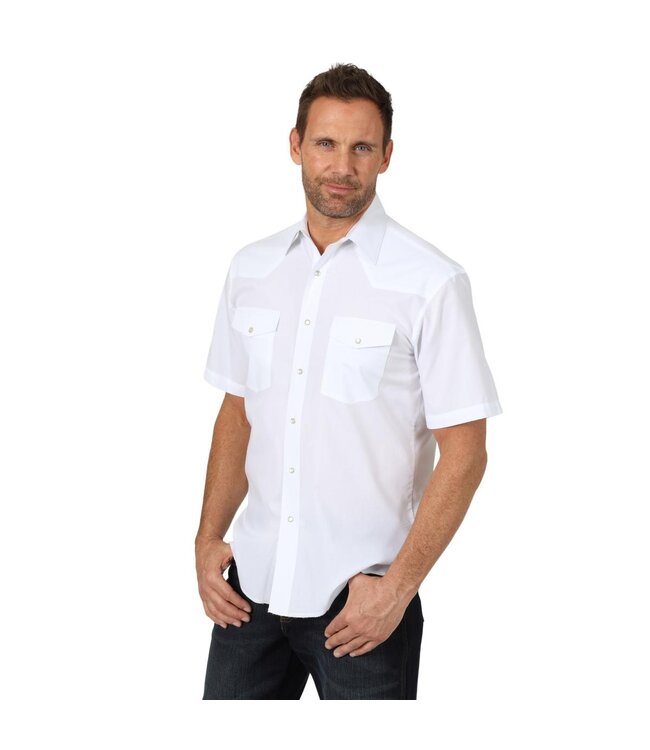 Wrangler Men's Short-Sleeve Solid Western Snap Sport Shirt 71106WH