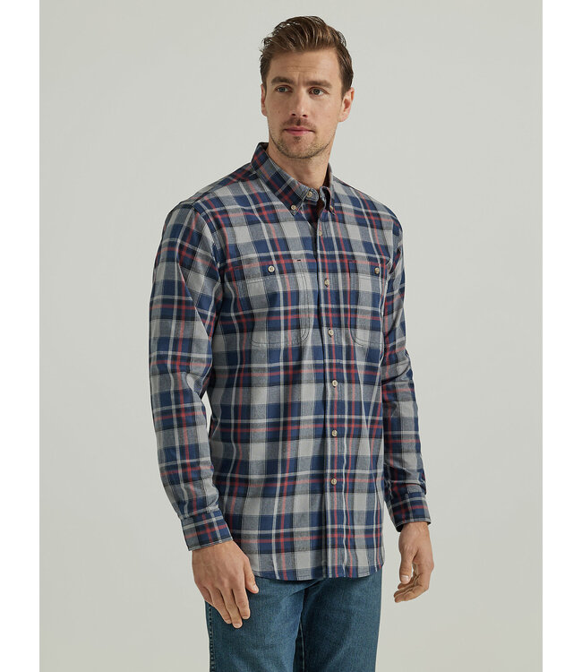 Wrangler Men's Rugged Wear Long-Sleeve Easy Care Plaid Button-Down Shirt 112336457