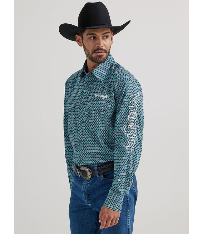 Wrangler Men's Logo Long-Sleeve Western Snap Shirt 112337440