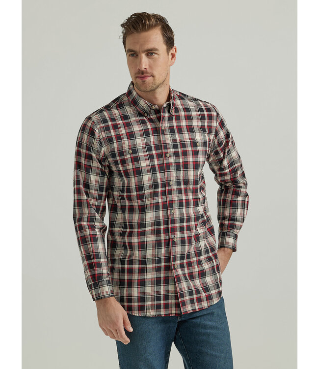 Wrangler Men's Rugged Wear Long-Sleeve Easy Care Plaid Button-Down Shirt 112336382
