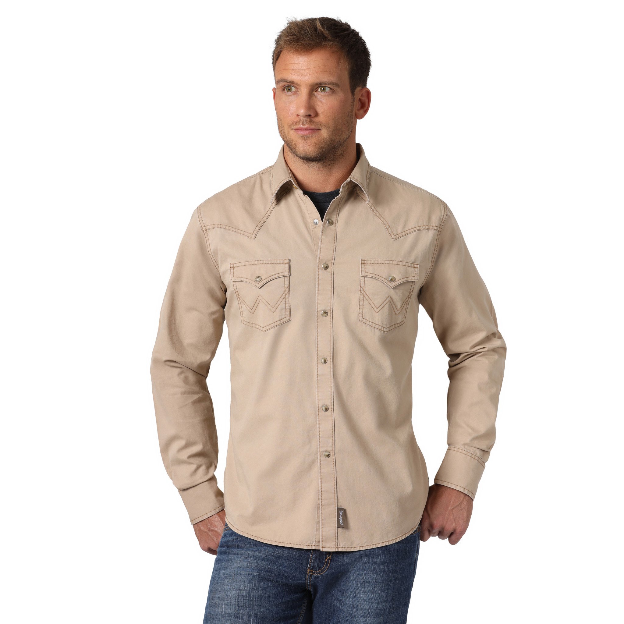 Wrangler Men's Retro Premium Contrast Trim Western Snap Flap