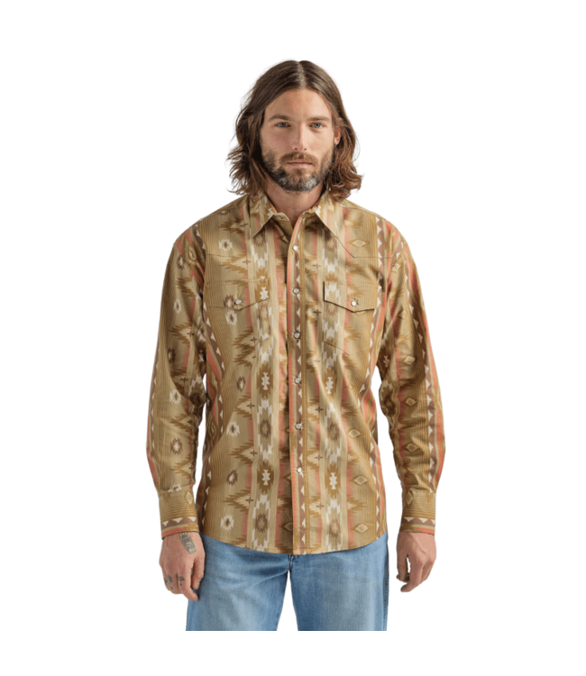 Wrangler Men's Checotah Printed Long-Sleeve Western Snap Shirt 112324786