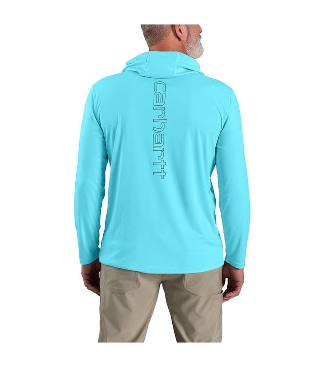 Carhartt Men's Force Sun Defender Lightweight Long-Sleeve Hooded Logo Graphic T-Shirt 106165