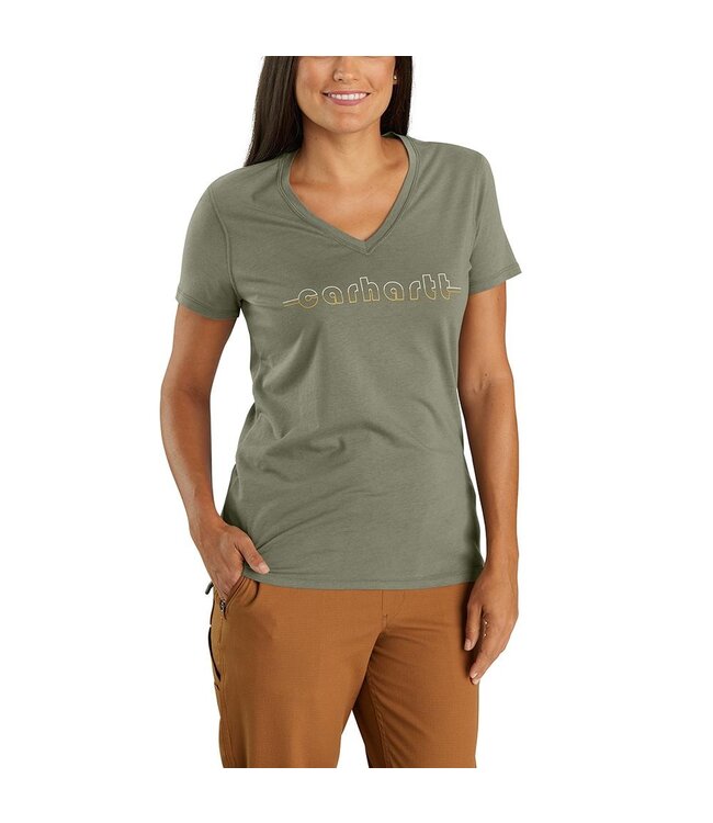 Carhartt Women's Relaxed Fit Lightweight Short-Sleeve Carhartt Graphic V-neck T-Shirt 106181