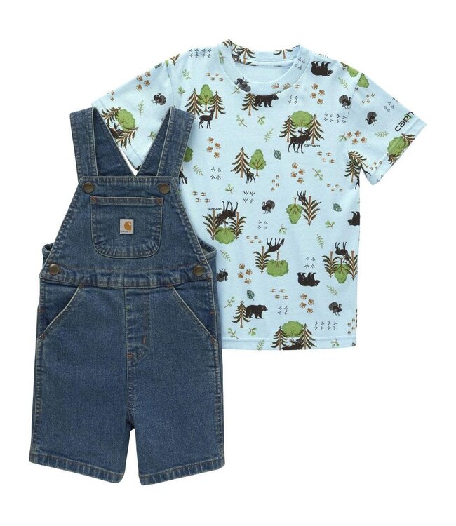 Carhartt Boy's Toddler Short-Sleeve T-Shirt and Denim Shortall Set CG8918