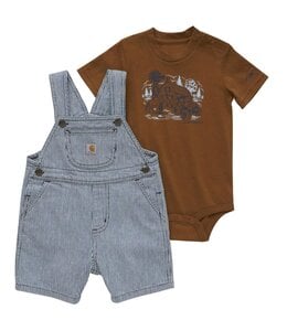 Carhartt Boy's Infant Short-Sleeve Bodysuit and Ticking Stripe Shortall Set CG8919