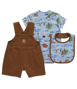 Carhartt Boy's Infant Short-Sleeve Bodysuit, French Terry Shortall and Food Bib Set CG8920