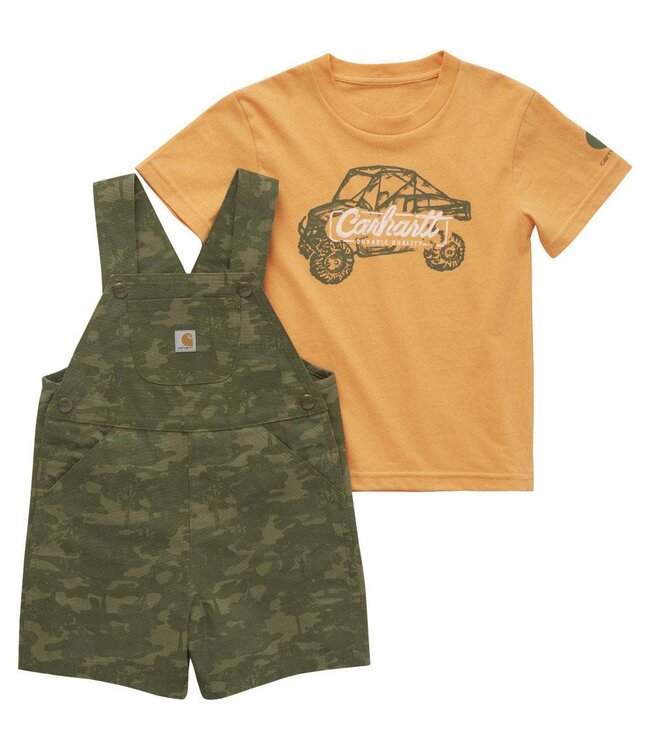 Carhartt Boy's Toddler Short-Sleeve T-Shirt and Canvas Print Shortall Set CG8914