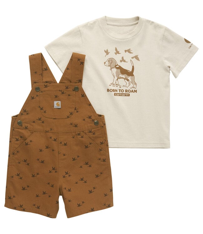 Carhartt Boy's Toddler Short-Sleeve T-Shirt and Canvas Print Shortall Set CG8912