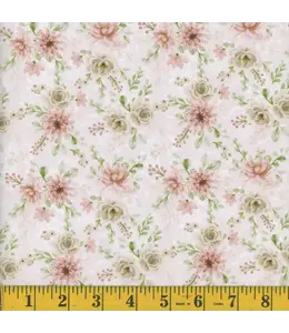 Mook Fabrics Yard of Peach Crepe, Janneken- 03 Cream Fabric 129608